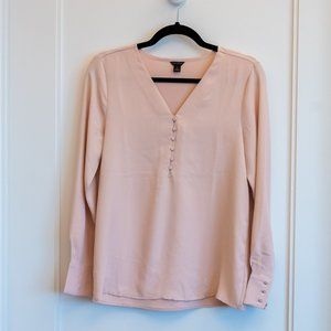 Ann Taylor Blush Pink V-Neck Blouse